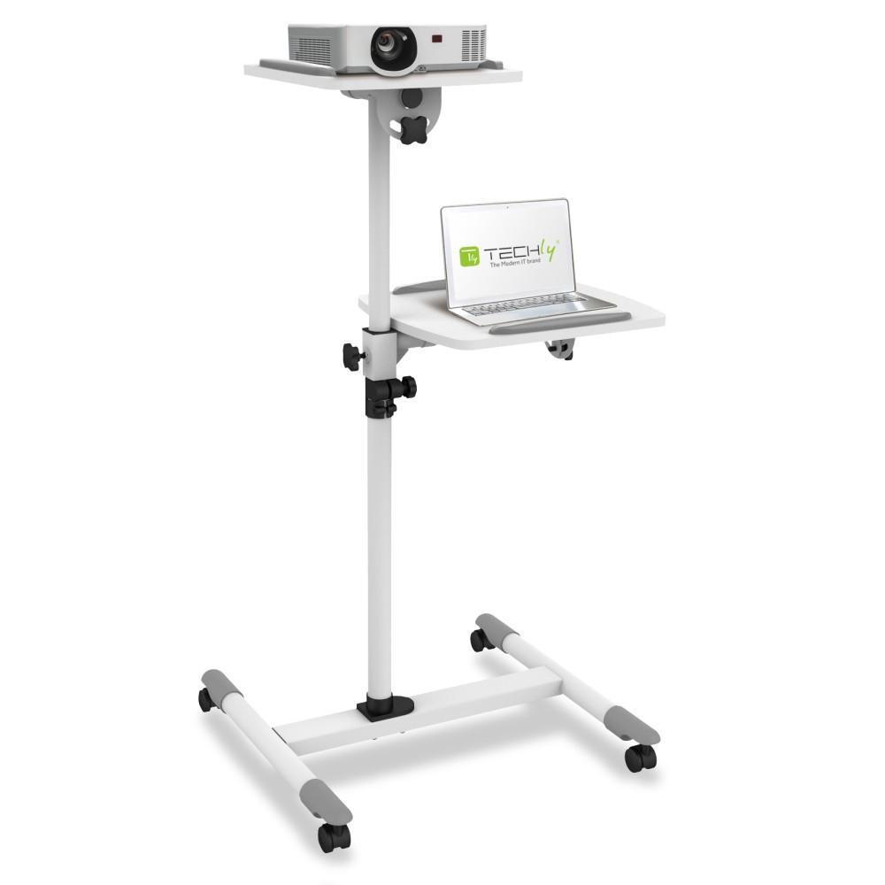 Techly Trolley Universale per Notebook / Videoproiettore, Bianco [ICA-TB TPM-6] (Universal Trolley For - Notebook / Projector,