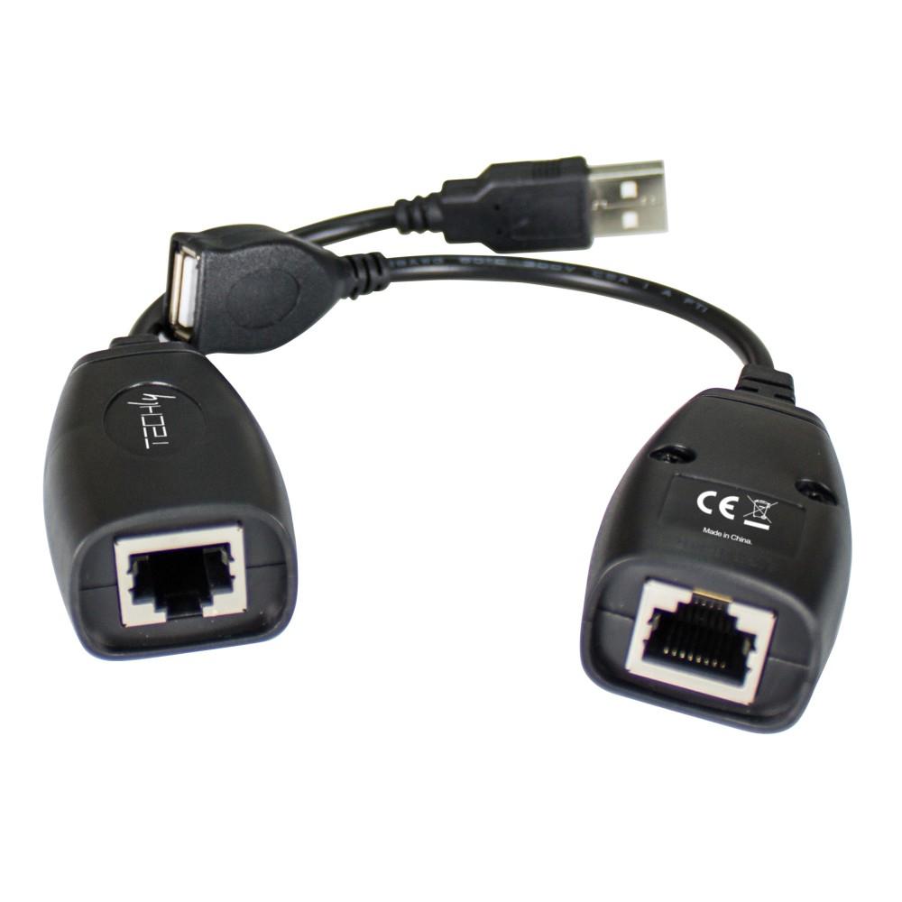 Techly IUSB-EXTENDTY5 adattatore per inversione del genere dei cavi USB RJ-45 Nero