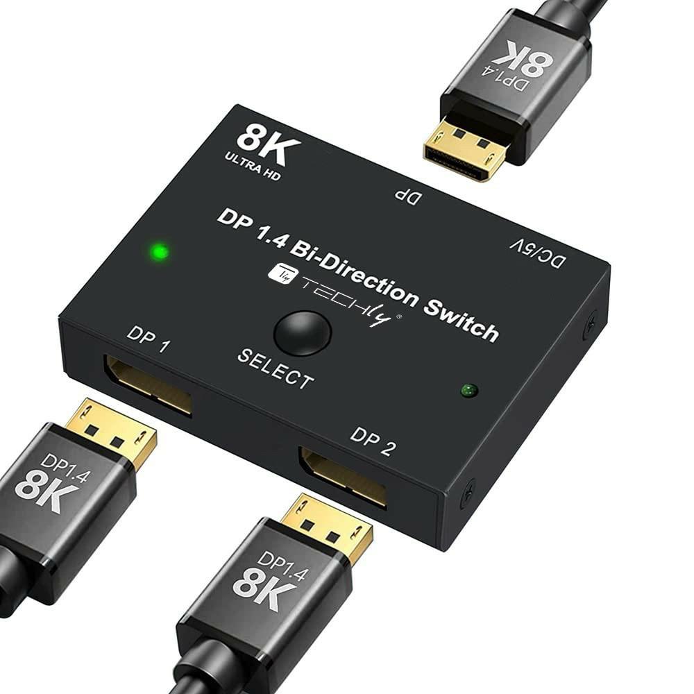Techly IDATA-DP-2DP-8KT conmutador de vÃ­deo DisplayPort