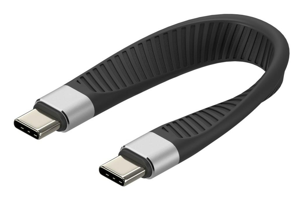 Techly ICOC-USBC-FL-U4 cavo USB 0,124 m USB4 Gen 2x2 Nero