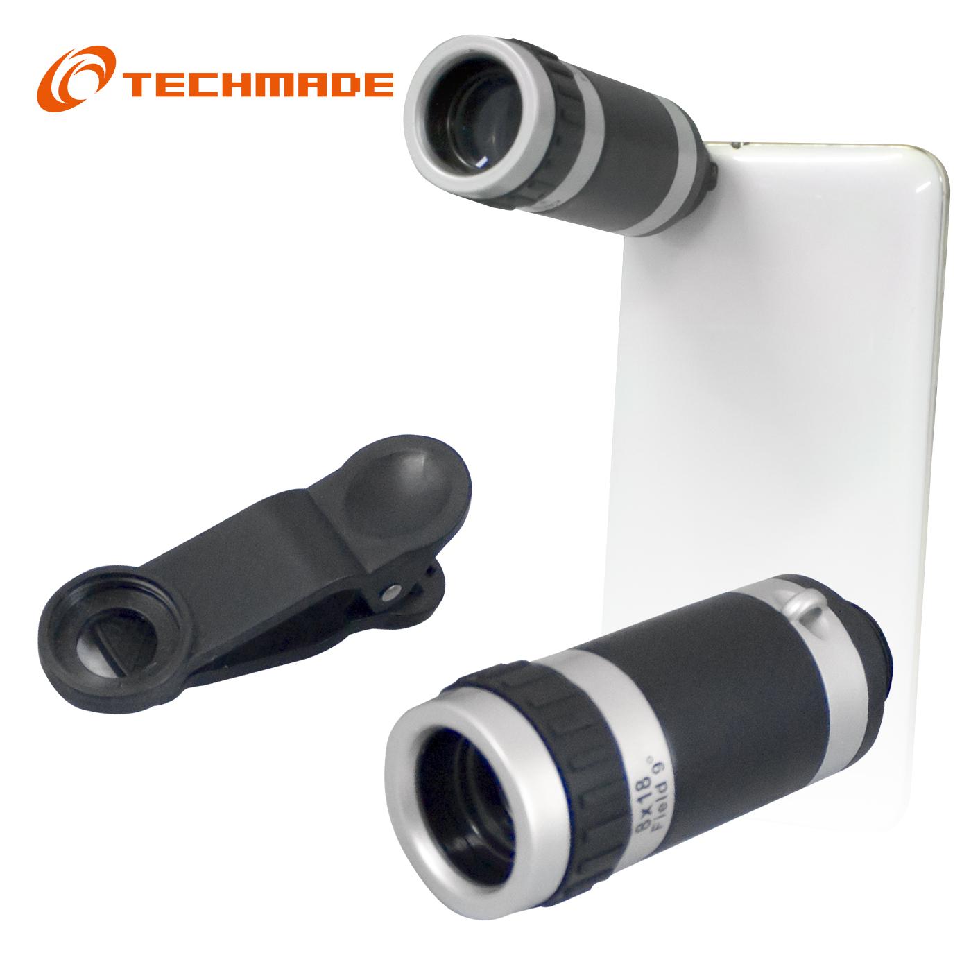 TECHMADE 8X TELESCOPIO ZOOM OTTICO PER SMARTPHONE COLORE SILVER TM-BR-001