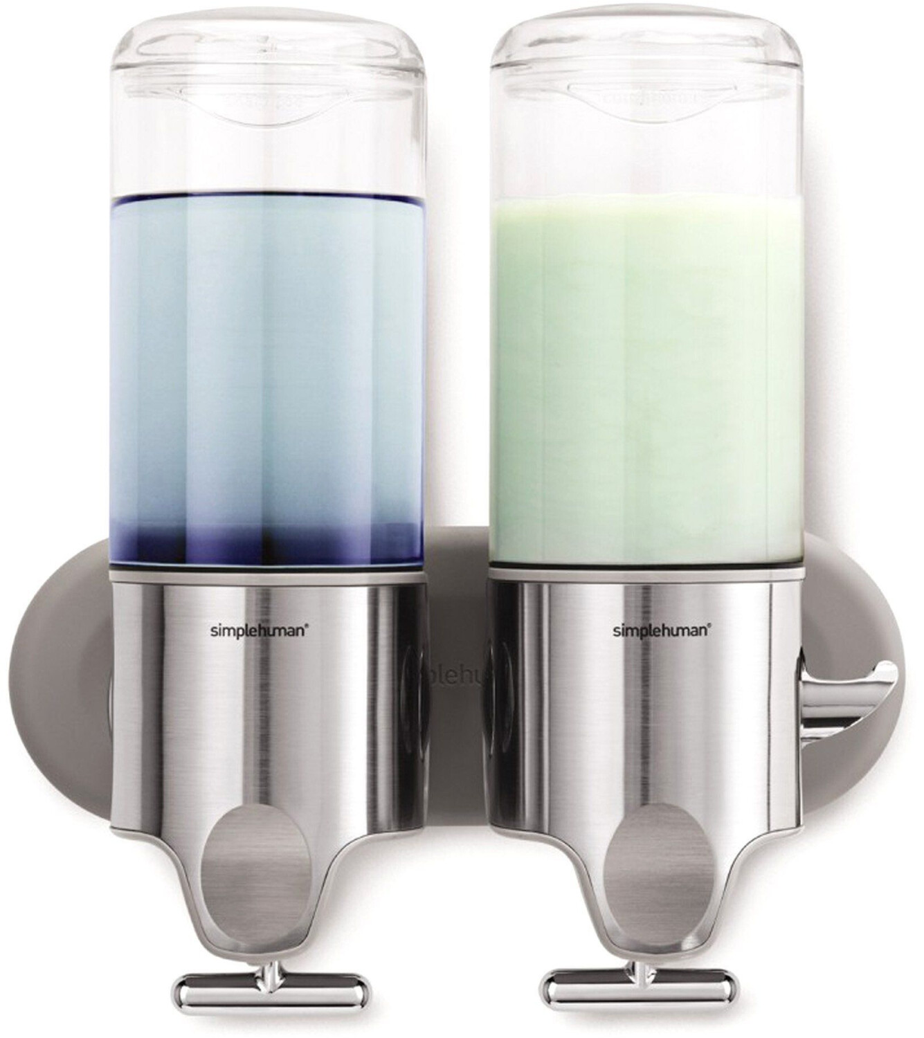 dispenser simplehuman con supporto a parete, set da 2, acciaio inossidabile spazzolato