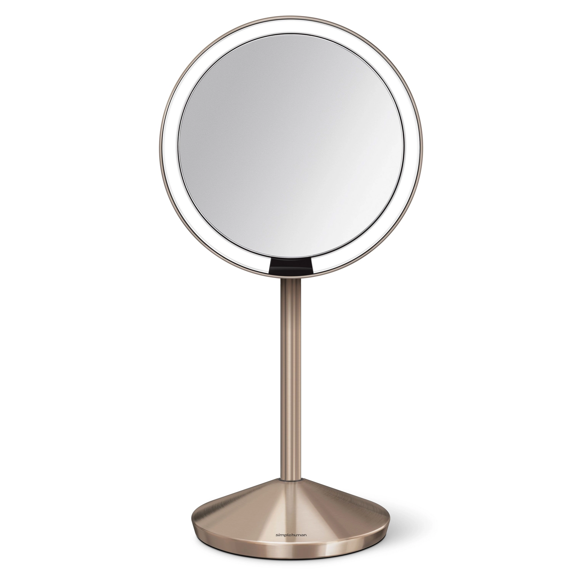 Specchio pieghevole simplehuman con sensore, 12 cm, ricaricabile, acciaio inossidabile oro rosa
