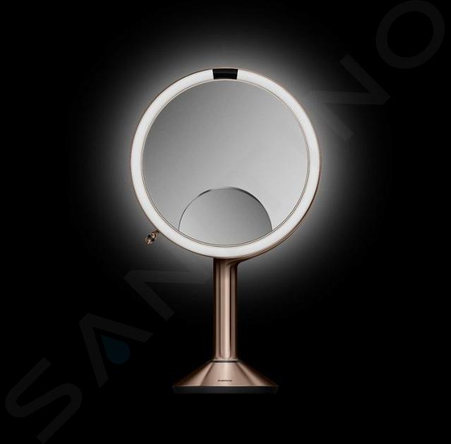 Trio di specchi con sensore Simplehuman ST3034, acciaio inossidabile oro rosa 20 cm