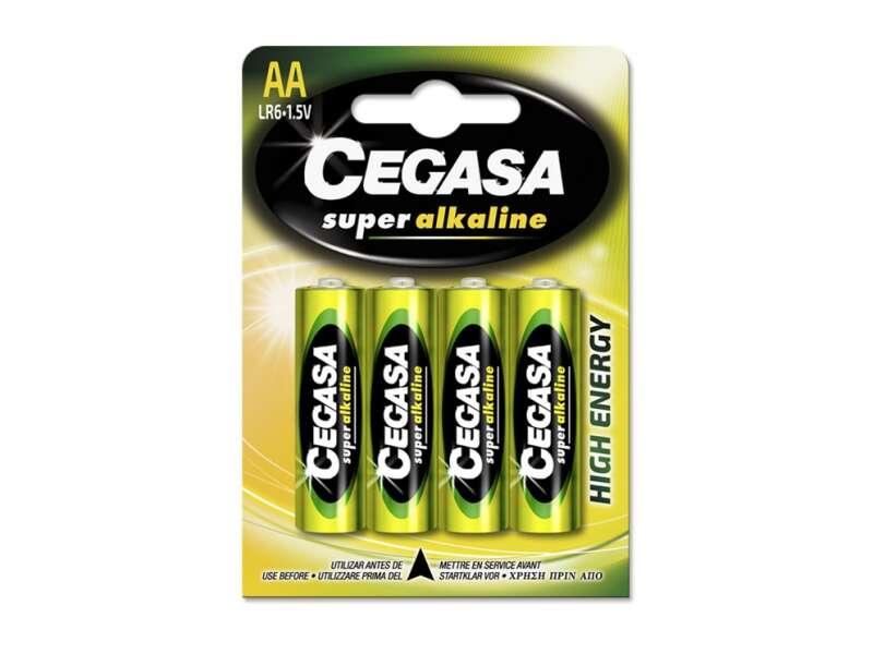 Cegasa Super Alcaline Blister da 4 Batterie LR6 ad Alte Prestazioni - Affidabilit - Tecnologia Avanzata - Vari Colori