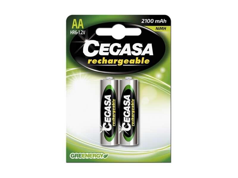 Batteria Ricaricabile Cegasa HR6 2100 Mah - Pi di Mille Cariche - Tecnologia RTU - Mantiene l'85% di Energia per un Anno - Comp