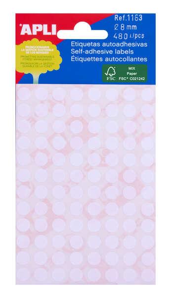 Tag miniboli bianchi applicazioni 8.0mm 5 fogli