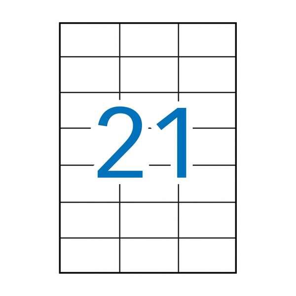 Pacchetto Appli di 2.100 etichette rettangolari 70x42,4 mm - 100 fogli per 21 etichette - adesivo permanente - canzoni dritte -