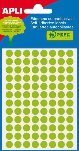Etichetta mini ciotola APPI verde fluo ÃƒËœ 8.0mm 3 fogli