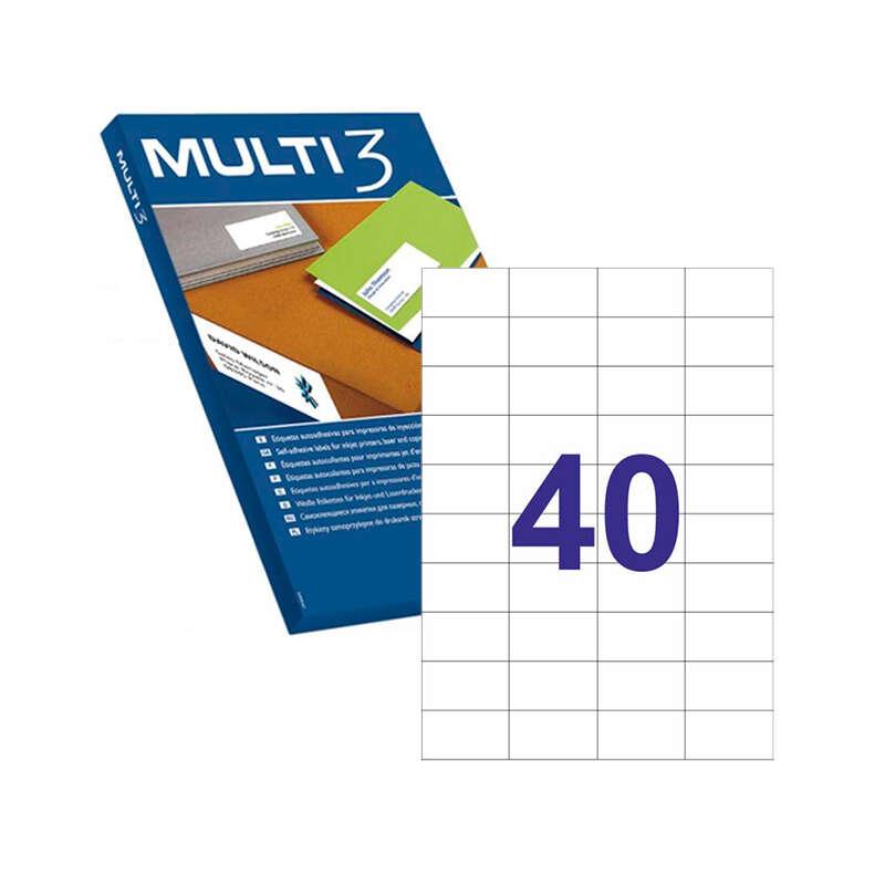 Confezione Multi3 da 4.000 adesivi bianchi, inserti asciutti, dimensioni 52,5x29,7 mm con adesivo permanente multiuso