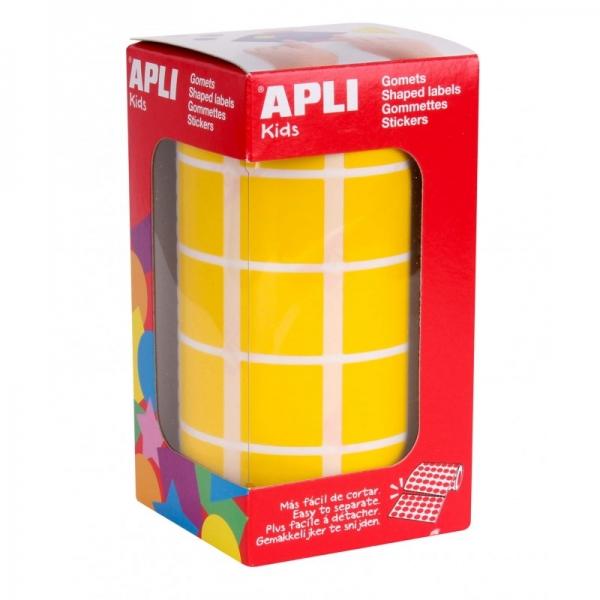 Rotolo di adesivi quadrati 20x20 mm gialli con adesivo permanente - Ideale per scuole, asili, laboratori per bambini