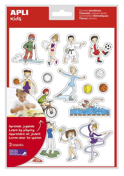 BASS APLI di gomme tematiche sportive - 51 gomme in 3 fogli - illustrazioni divertenti per sviluppare abilit motorie - adesivo