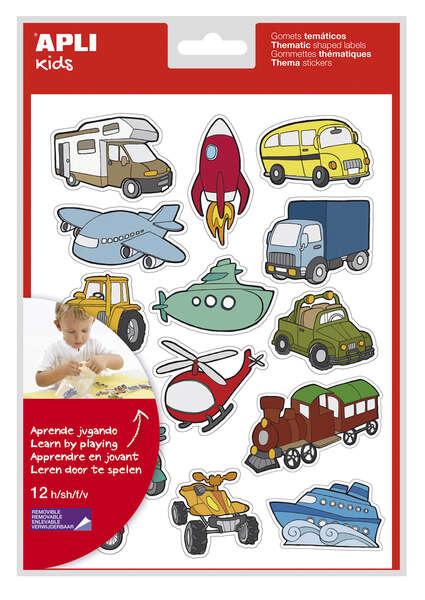 APPLI GOMET TRASPORTS - 180 gomet in 12 fogli - adesivo rimovibile - Ideale per l'apprendimento - Standard completo EN -71 e FS