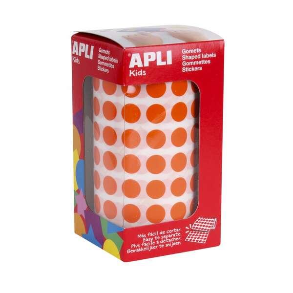 Apli Rotolo da 5192 Gometti Rotondi Arancio - Misura 10.5 mm - 59 Fogli Preforati - Adesivo a Base Acqua - Conforme alla norma