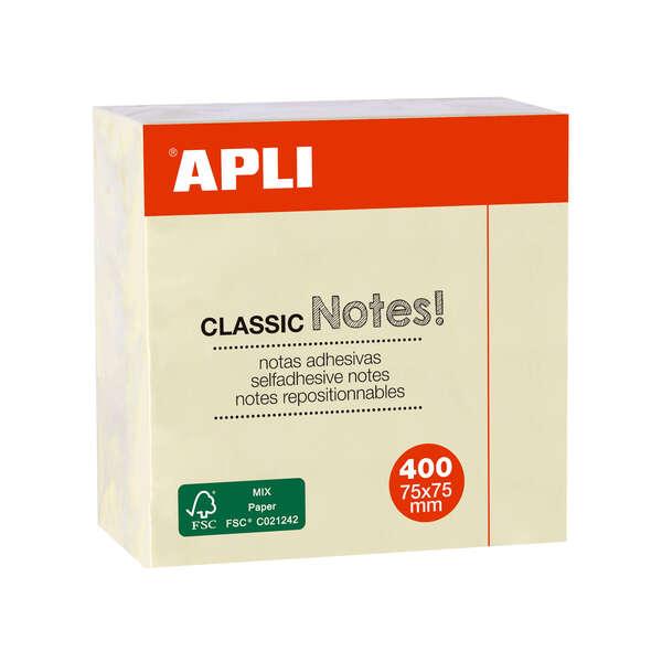 Note adesivo Applite Classic 75x75mm - cubo da 400 fogli - adesivo di qualit - facile da decorare - giallo