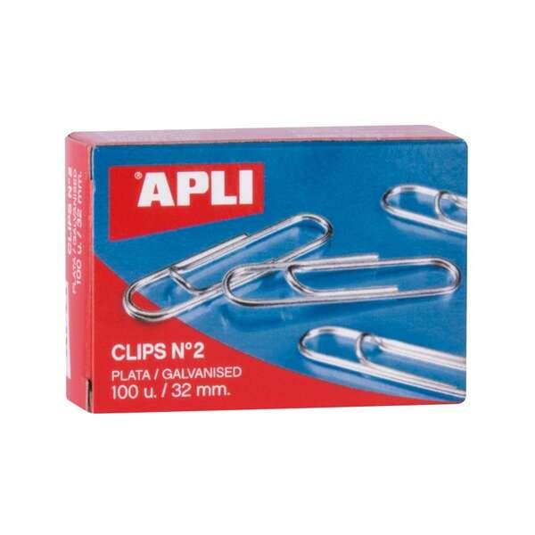 APLI Confezione da 100 clip zincati n2 32 mm