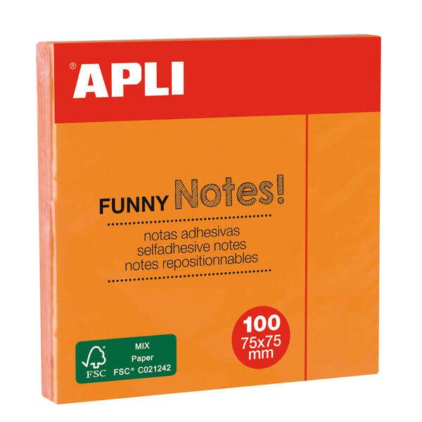 Note adesive applique divertenti 75x75mm - 100 fogli blocco - adesivo di qualit - colore arancione fluorescente