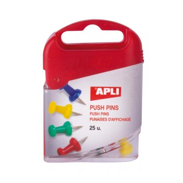 Box APPI di 25 pin per pins - Testa di plastica - Punto di metallo - Ideale per mappe, corcho, legno e artigianato - Colori di