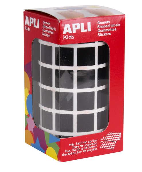 Gometti quadrati quadrati neri - 15 x 15 mm - 59 fogli Pretagliati - 2832 gomet di roll - ideale per i bambini'