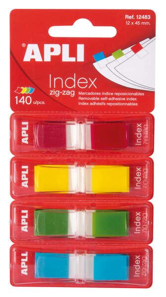 Indici adesivi applicati Film zigzag 45x12mm 4 distributori di 35 colori - facile applicare - adesivo di qualit - design a zig