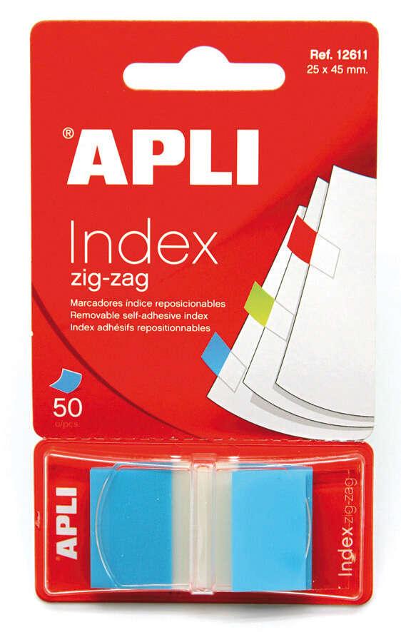 Indici adesivi applicati Zigzag 45x25mm 50 - Dispenser baccalizzabile - design a zigzag - adesivo di qualit - blu - blu
