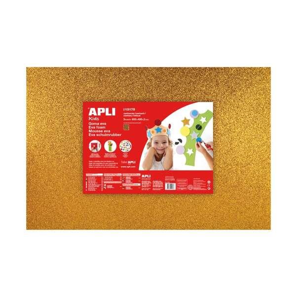 3 Appli in gomma Eva oro oro 600 x 400 mm - spessore 2 mm - impermeabile - modellabile a caldo - colore oro