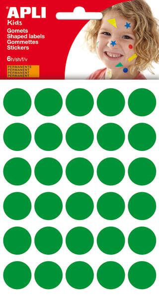 Applica tonda 20mm - 180 unità in 6 nebbie - adesivo permanente - abilit e creativit sviluppo - colore verde