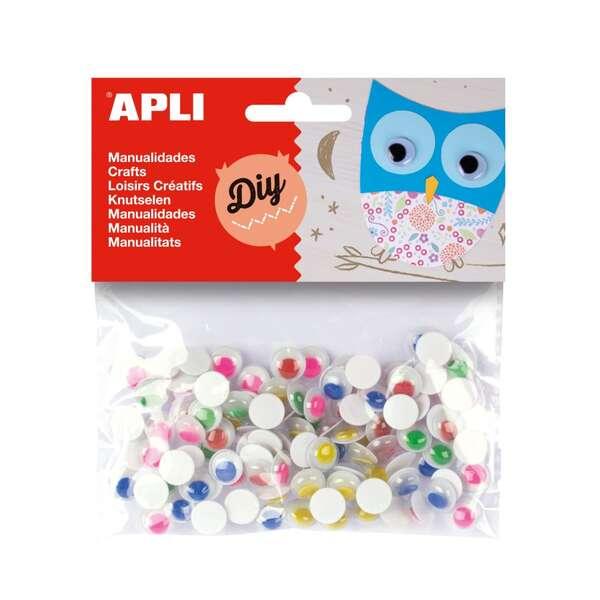 Pacchetto Appli di 100 occhi mobili rotanti - Misure di alimentazione ÃƒËœ 10 mm - Colori di alimentazione