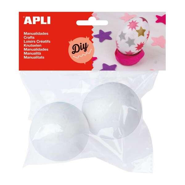 Confezione da 2 palline in polistirolo 60 mm - colore bianco