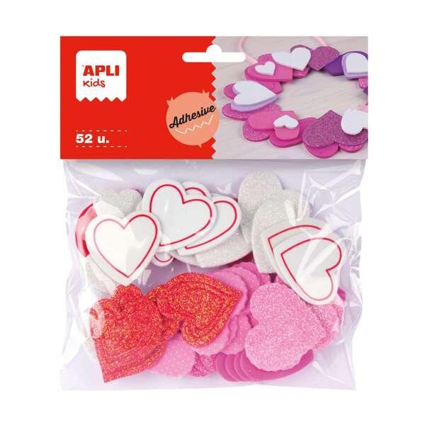 Applica cuori adesivi in gomma Eva - forma 52 - raccordi e materiali scuri