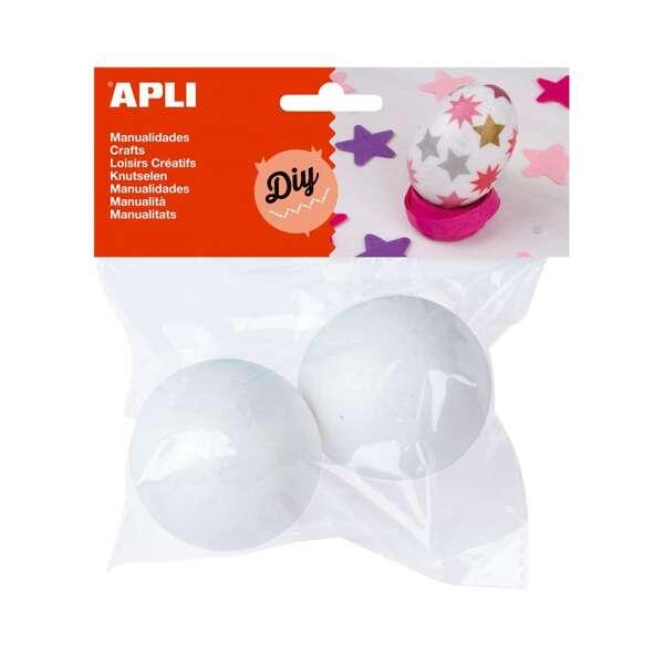 Pacchetto Appli 2 palline in polistirolo 70 mm - colore bianco