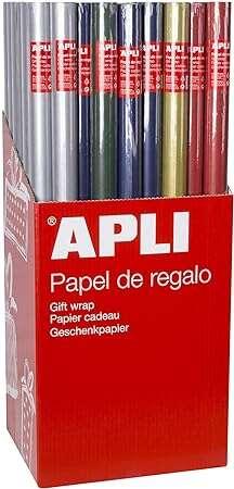 Espositore Apli da 55 Rotoli di Carta Regalo Kraft - 11 Rotoli per Colore - Misure Rotoli 070x2m - Colori Blu Scuro Verde Scuro
