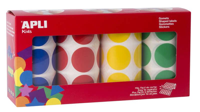 Applique tonda 33mm - confezione da 4 rotoli con 2832 colle - adesivo permanente - ideale per sviluppo di vivai