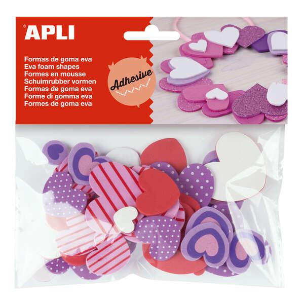Adesivi di gomma Eva applicazioni Adesivi stampati cuori 40 U - Easy paste - Design del cuore - 40 unità per confezione