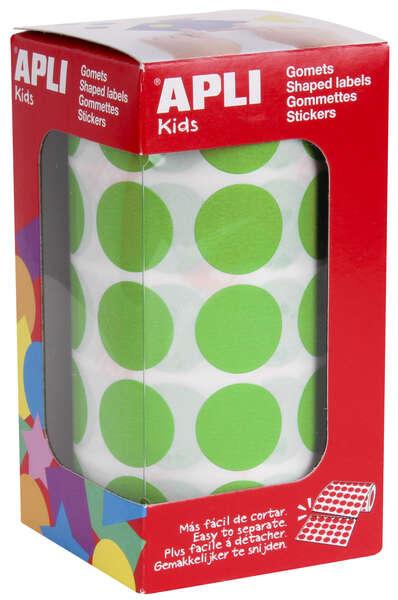 Applique tonda 20mm verde chiaro con adesivo permanente - 59 nebbie pre-roquolati - 1.770 colla per rotolo - Norma EN -71 e FS