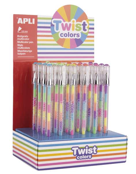 APPI Gel Pen Display Penne Twist Color - 0.8 mm - Inchiostro atraverso il colore - Finezza Fluoro - 24 unità - asciugatura rap