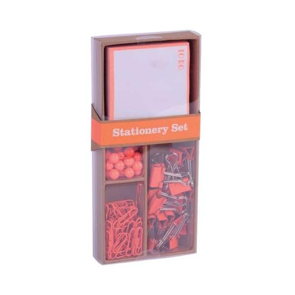 Collezione Applici Set of Office - 25 pin 80 clip da 28 mm 20 19 mm a pinzette pieghevoli e note adesive di 100 fogli in fluoro