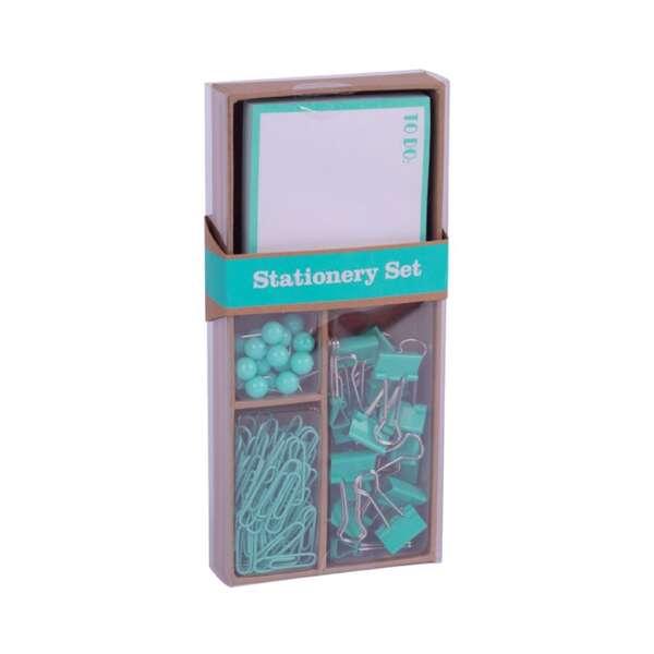 Collezione Applici Set of Office - 25 pin 80 clip da 28 mm 20 19 mm pinzette pieghevoli e note adesive di 100 fogli in fluor ve