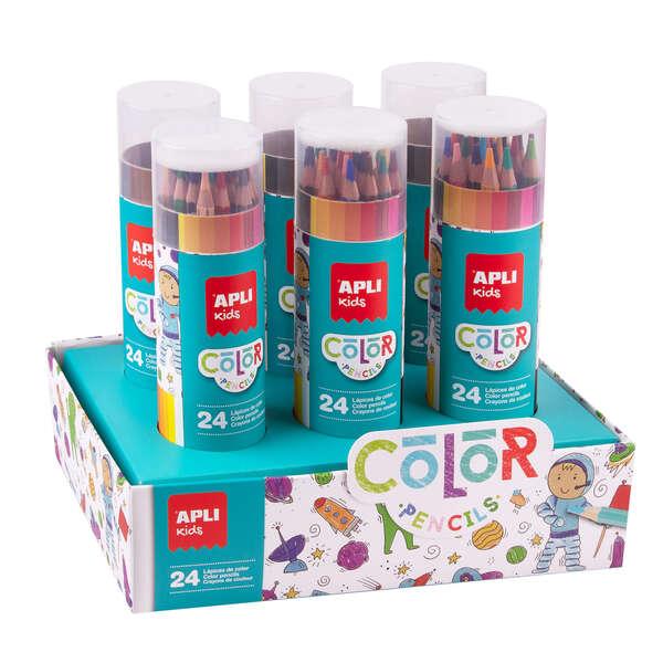 Display APPI Color Pensper - 24 colori per custodia - Miniera da 4 mm - Forma esagonale - Custodia cilindrica 46x192mm - Displa