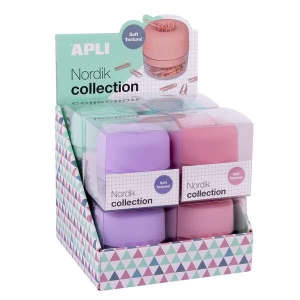 Espositore per clip della collezione APPLI Nordik - 72x72mm - 8 dispersi in 4 colori - cappuccio magnetico con silicone morbido