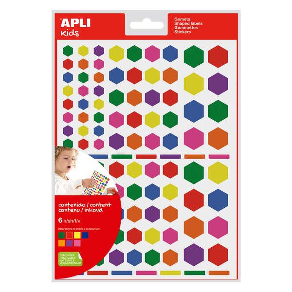 Si applica esagonale rimovibile - 3 dimensionii forniti - 624 gomet per borsa - Sviluppo di abilit e creativit - Colori verde