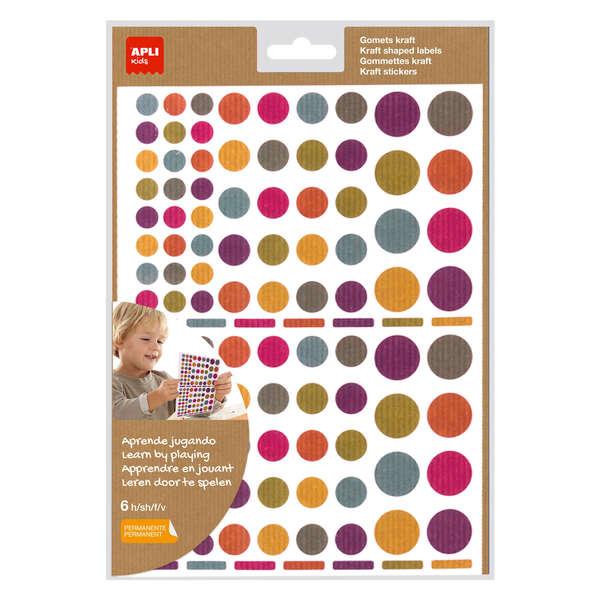 Adesivi permanenti rotanti gometti - 10mm 14mm e 20mm - 624 gometti per busta - Sviluppo di abilit e creativit - Colori co