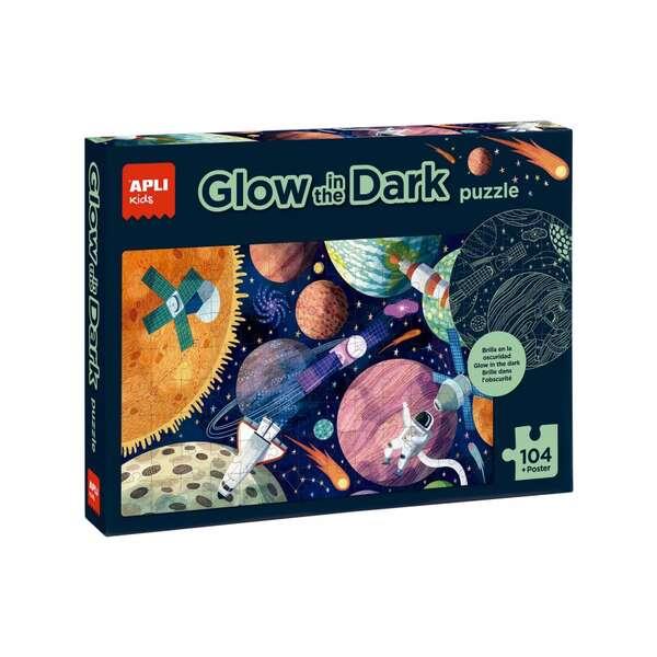 Puzzle applicati fluorescenti del sistema solare - brilla alla luce - 104 pezzi - dimensioni 5 x 5 cm
