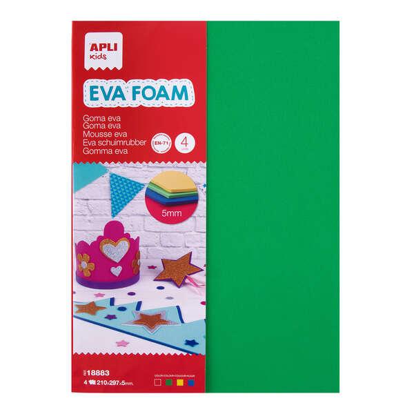 Appli Eva multicolore A4 5mm - 4 nebbie spesse - rosso giallo verde e blu