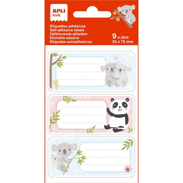 Tag adesivi della scuola Appli Koala - Tag 81x36mm - 9 etichette per busta - adesivo permanente di alta qualit