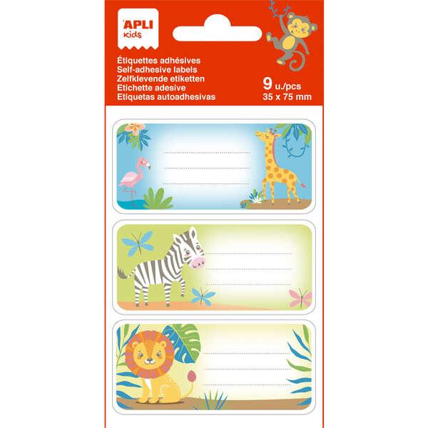 Adesivo scolastico APPI Savana - misura 81x36mm - adesivo permanente di alta qualit - 3 nebbie con 9 adesivi (3 per disegno) -