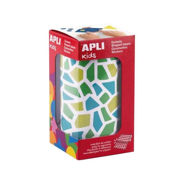 Apli Kids Rotolo da 2460 Gomme Mosaico - Adesivo a Base Acqua - Senza Solventi - Materiali 100% Riciclabili - Colori Blu Verde