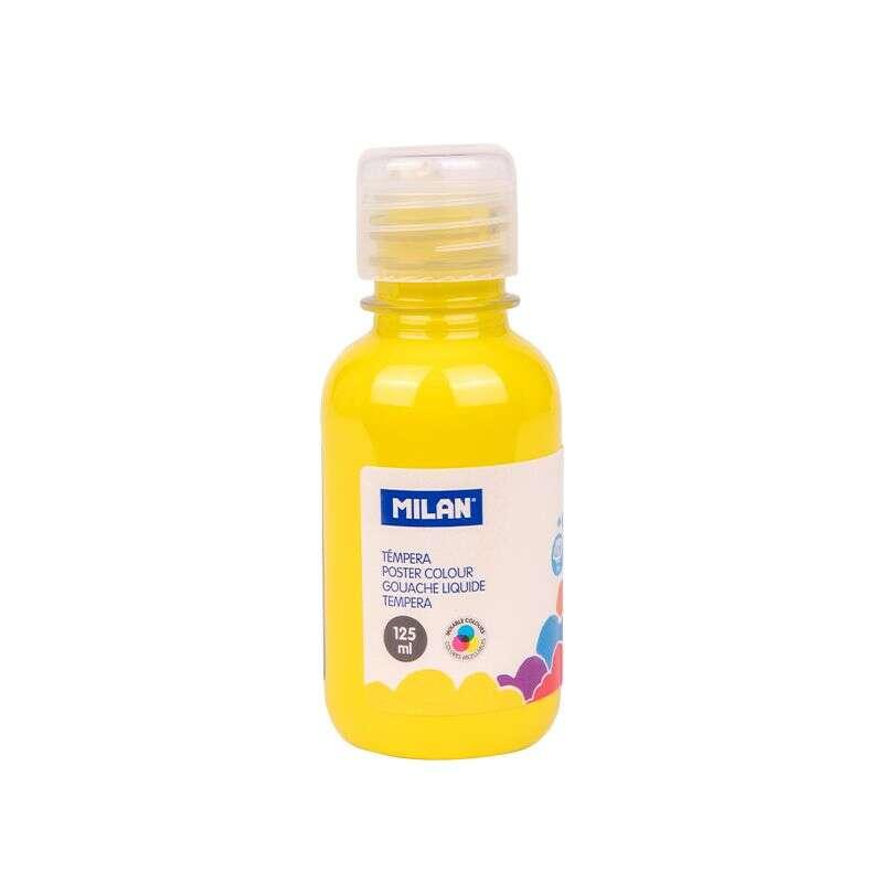 Bottiglia di tempera milano - 125 ml - tappo da dosaggio - asciugatura rapida - miscelabile - colore giallo