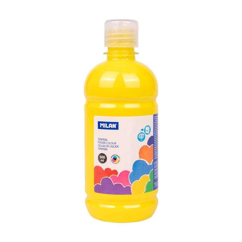 Bottiglia di tempera milano - 500 ml - tappo da dosaggio - asciugatura rapida - miscelabile - colore giallo
