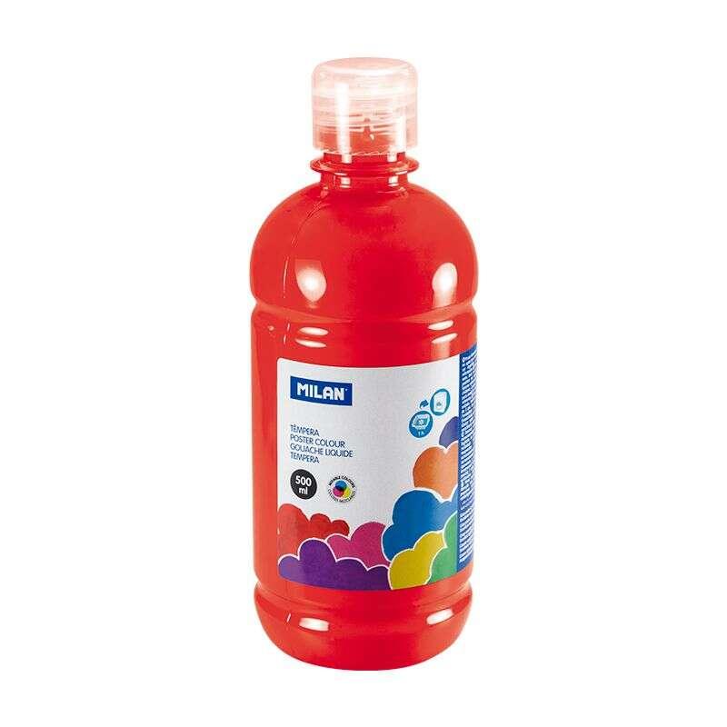 Bottiglia di Milano di tempera - 500 ml - dosaggio tappo - asciugatura rapida - miscelabile - colore rosso vermilone